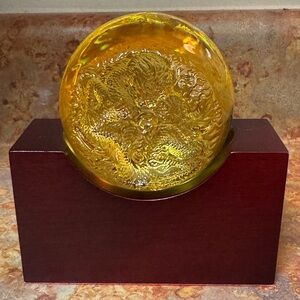 RARE Tittot “Superior” Fine Art Glass Chinese Dragon Relief Sculpture - Taiwan